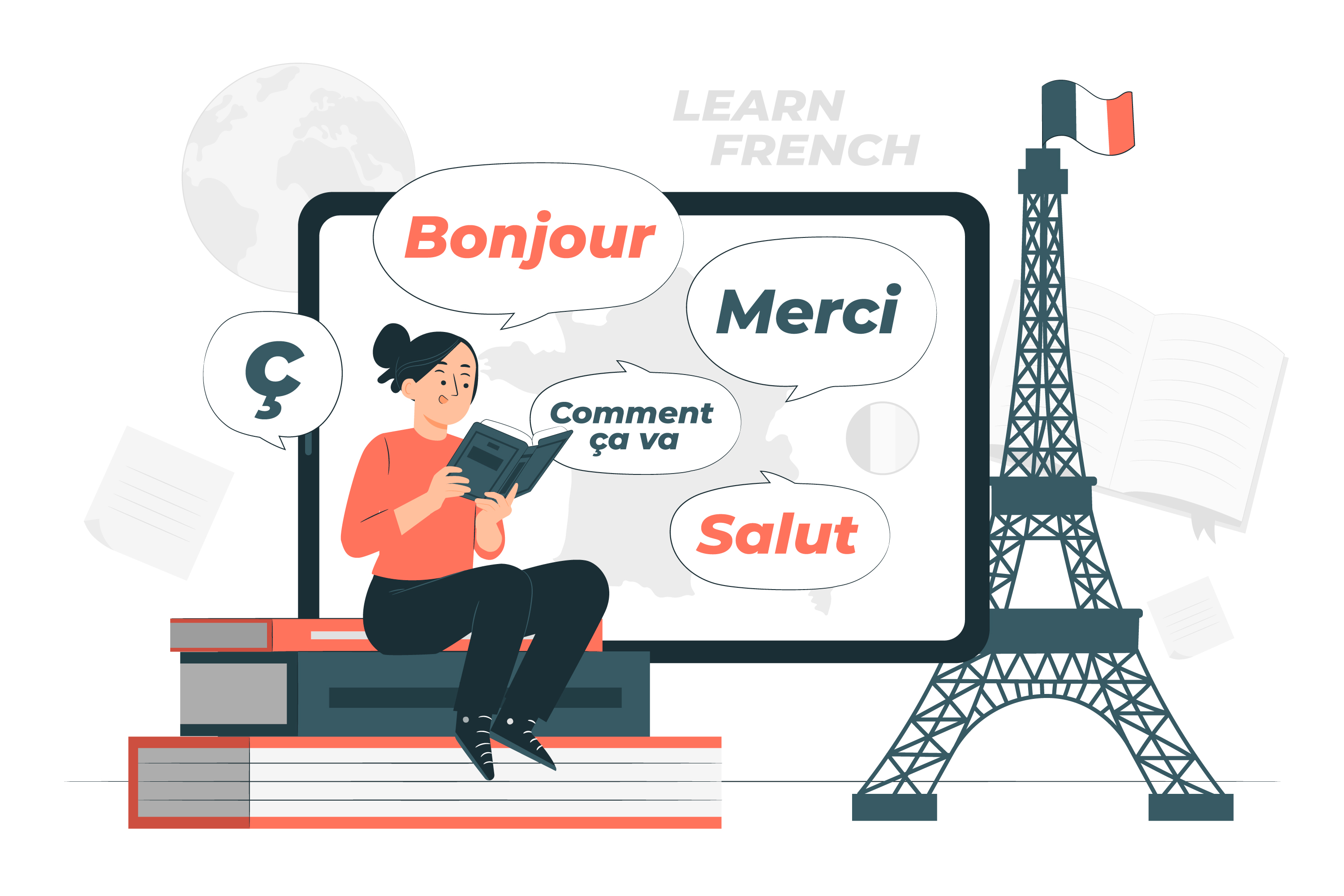 Learning french concept illustration