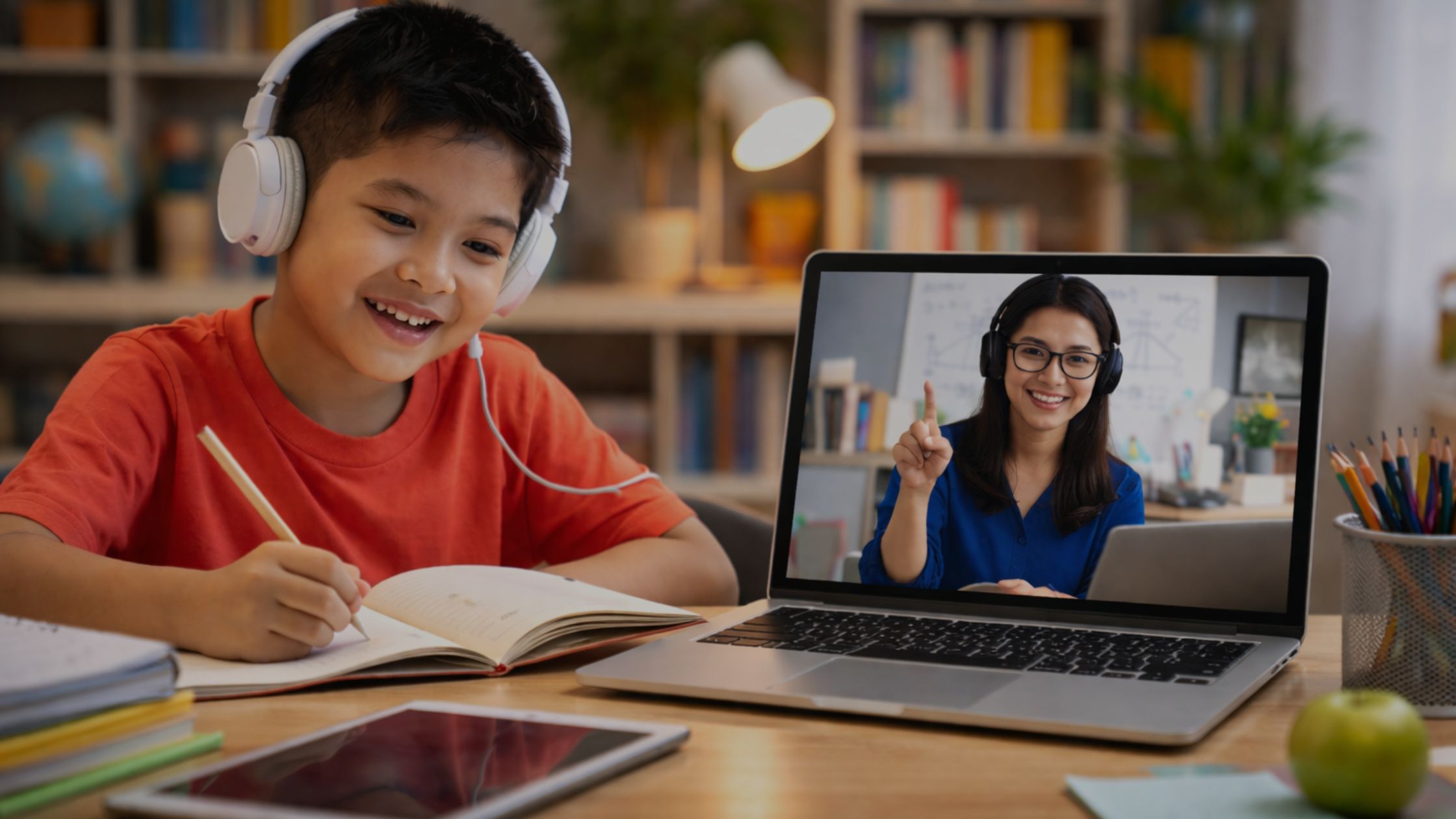 Kids learning with tablet